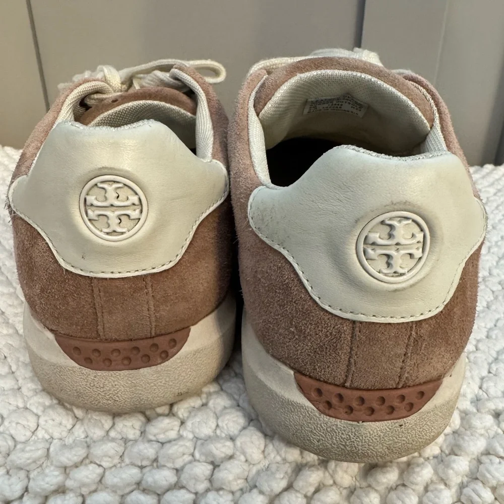 Tory Burch Pink Howell Court Suede Skater Sneakers